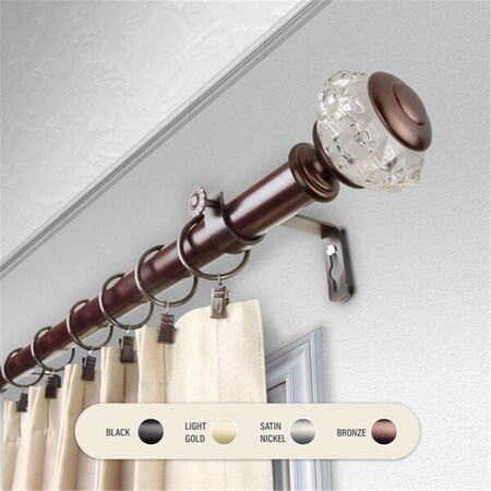 Central Design 1 in. Lyla Curtain Rod with 160 to 240 in. Extension, Bronze 100-59-1609